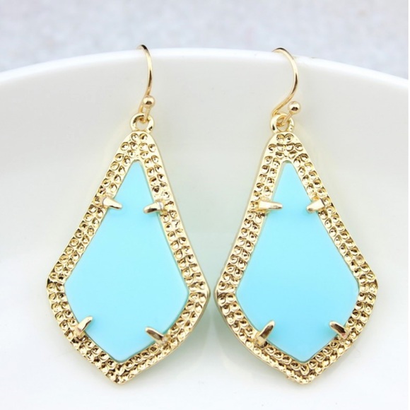 Little Pearls of Life Jewelry - Sky Blue Teardrop Statement Gold Claw Earrings